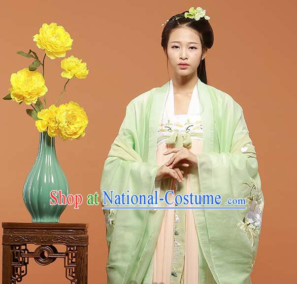 Asian Fashion Chinese Ancient Han Dynasty Embroidered Cranes Clothes Costume China online Shopping Traditional Costumes Dress Wholesale Culture Clothing and Hair Accessories for Women