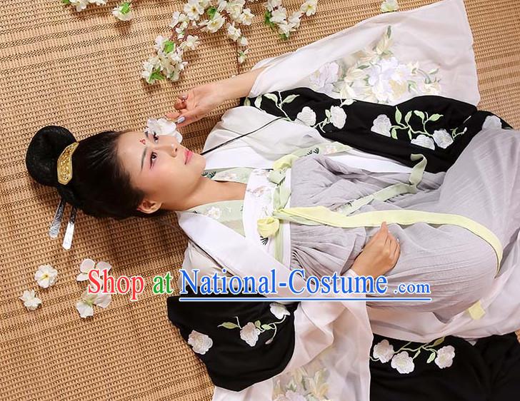 Asian Fashion Chinese Ancient Tang Dynasty Embroidered Cranes Clothes Costume China online Shopping Traditional Costumes Dress Wholesale Culture Clothing and Hair Accessories for Women