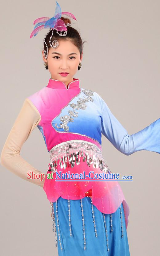 Chinese Costume Folk Dance Chinese Costumes Carnival Costumes Fancy Dress National Garment and Hair Accessories