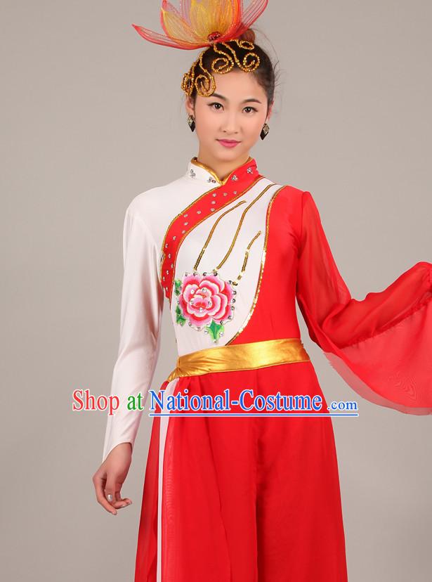 Chinese Costume Folk Chinese Dance Costumes Carnival Costumes Fancy Dress National Garment and Hair Accessories