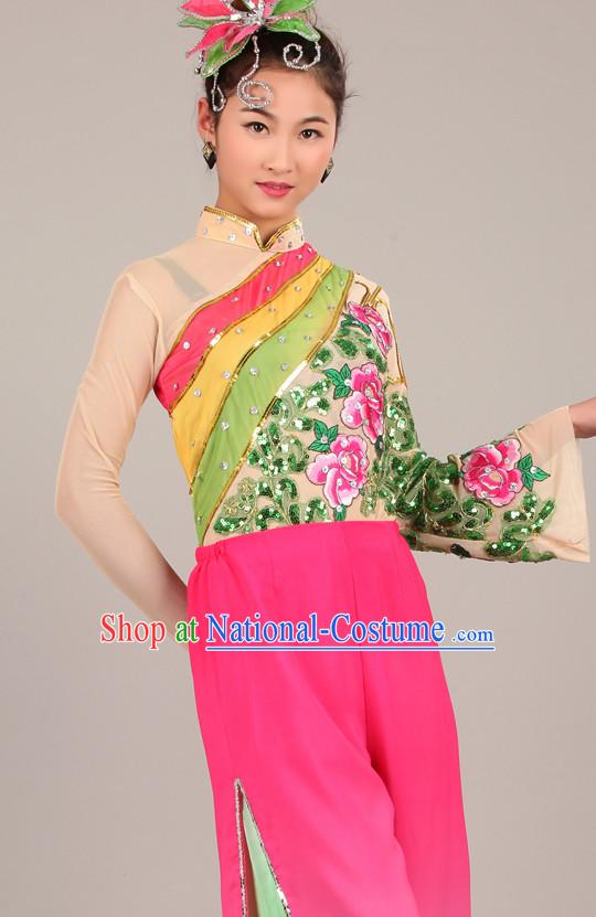 Chinese Costume Folk Chinese Dance Costumes Carnival Costumes Fancy Dress National Garment and Hair Accessories