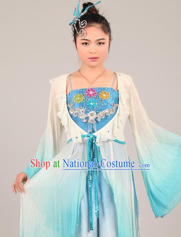 Chinese Costume Folk Chinese Group Dance Costumes Carnival Costumes Fancy Dress National Garment and Hair Accessories