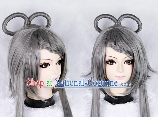 Grey Chinese Ancient Swordwoman Long Wigs Classic Wig for Women