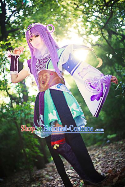 Purple Chinese Ancient Swordwoman Long Wigs Classic Wig for Women