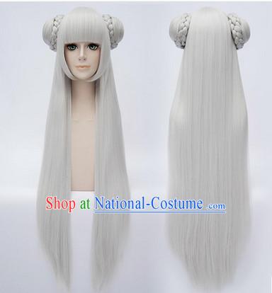 Ancient Asian Chinese Japenese Korean Knight Cosplay Long Wigs Classic Lace Front Toupee Hair Extensions Wig