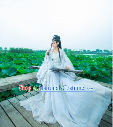 Traditional Chinese Asian Fairy Costumes Folk Costume and Headwear Complete Set