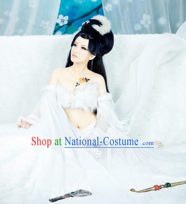 Traditional Chinese Asian Fairy Costumes Folk Costume and Headwear Complete Set