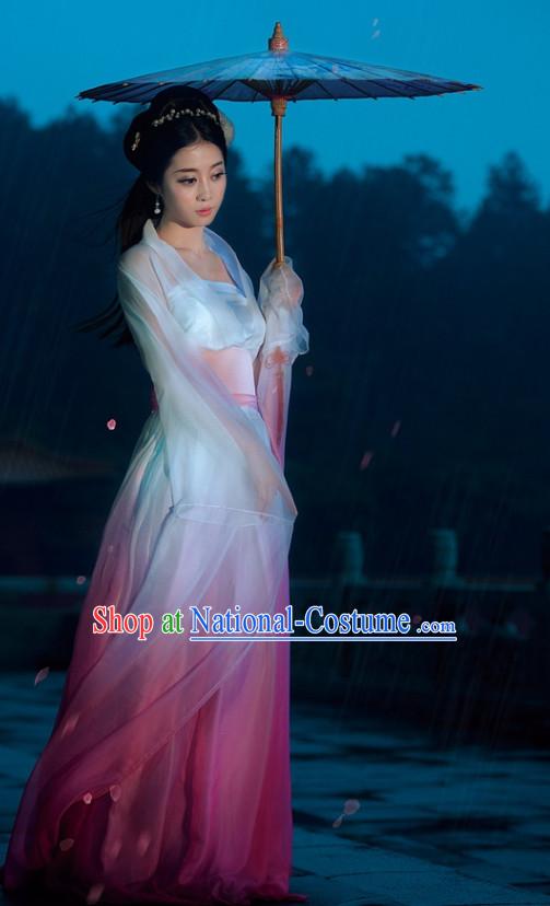 Water Sleeves Traditional Chinese Asian Fairy Costumes Folk Costume and Headwear Complete Set