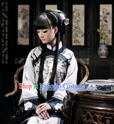 Traditional Minguo Time Noblewoman Costumes and Hair Jewelry Complete Set