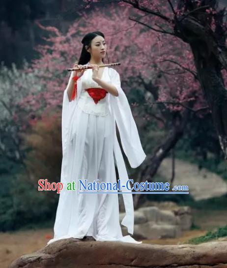 Ancient Asian Chinese Japenese Fairy Cosplay Knight Costumes and Hair Jewelry Complete Set