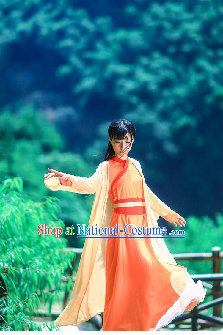 Traditional Chinese Hanfu Dress Costumes and Hair Jewelry Complete Set