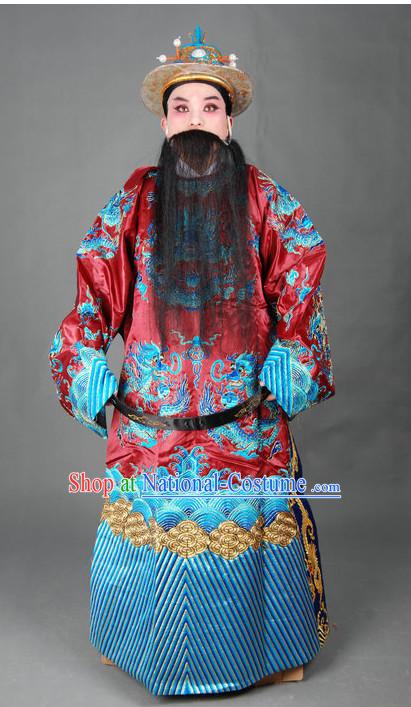 Chinese Opera Costumes Beijing Opera Costume Peking Stage Chancellor Prime Minster Dress Dragon Robe Complete Set