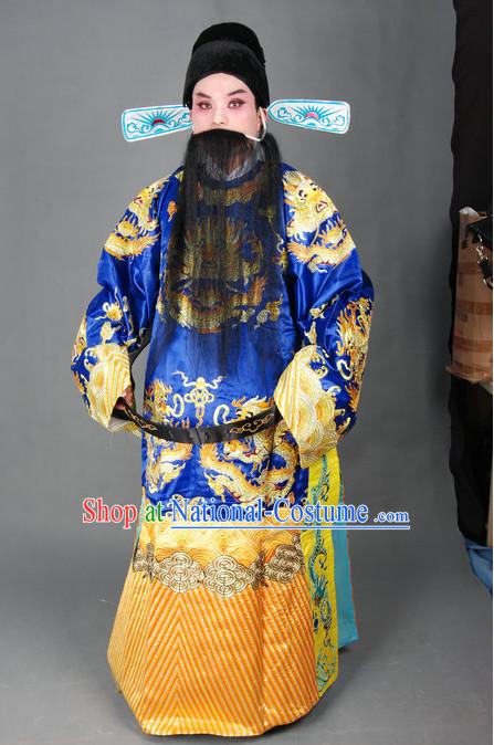 Chinese Opera Costumes Beijing Opera Costume Peking Stage Chancellor Prime Minster Dress Dragon Robe Complete Set