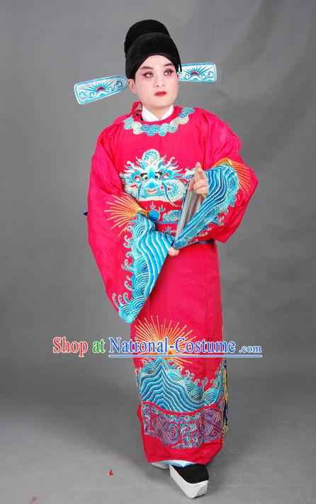 Chinese Opera Costumes Beijing Opera Costume Peking Stage Chancellor Prime Minster Official Dress Dragon Robe Complete Set