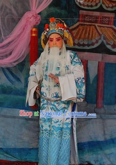 Chinese Opera Costumes Beijing Opera Costume Peking Stage Prime Minster Dress Dragon Robe Complete Set for Men