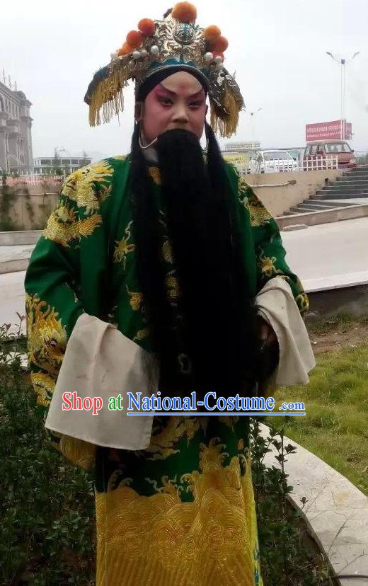 Chinese Opera Costumes Beijing Opera Costume Peking Stage Prime Minster Dress Dragon Robe Complete Set for Men