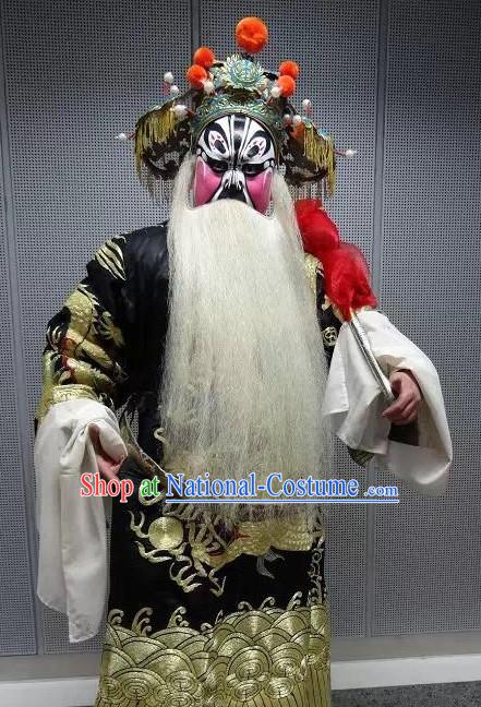 Chinese Opera Costumes Beijing Opera Costume Peking Stage Prime Minster Dress Dragon Robe Complete Set for Men