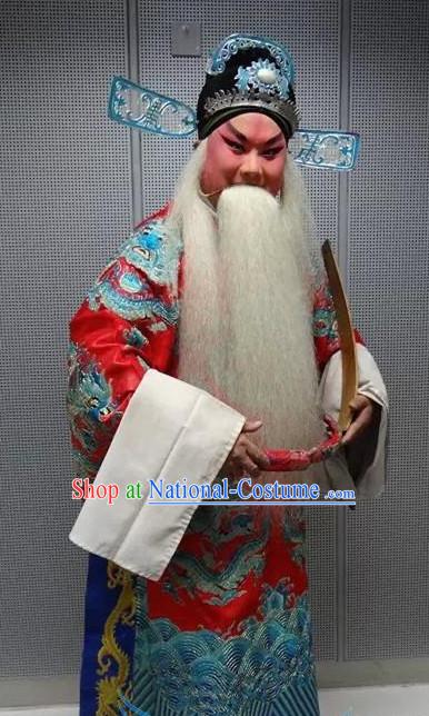 Chinese Opera Costumes Beijing Opera Costume Peking Stage Prime Minster Dress Dragon Robe Complete Set for Men