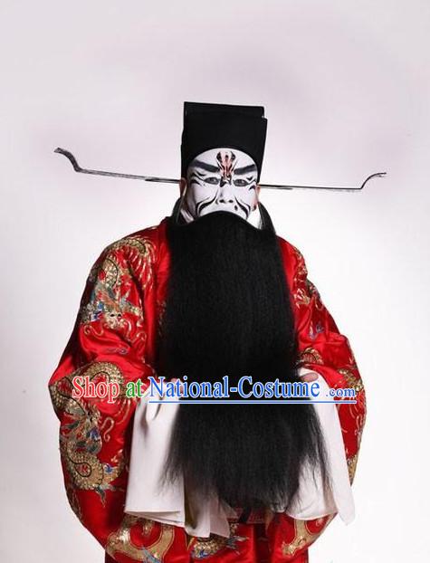 Chinese Opera Costumes Beijing Opera Costume Peking Stage Prime Minster Dress Dragon Robe Complete Set for Men