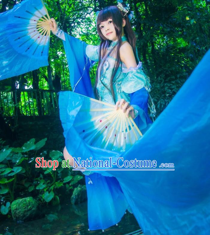 Ancient Chinese Knight Princess Cosplay Costumes and Hair Accessories Complete Set for Women