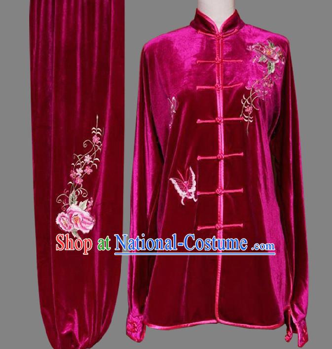 Top Embroidered Flower Wing Chun Uniform Martial Arts Supplies Supply Karate Gear Tai Chi Uniforms Clothing for Women or Men