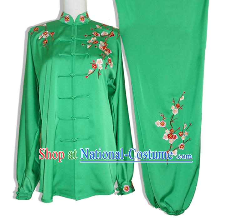 Top Long Sleeves Embroidered Plum Blossom Wing Chun Uniform Martial Arts Supplies Supply Karate Gear Tai Chi Uniforms Clothing for Women and Girls