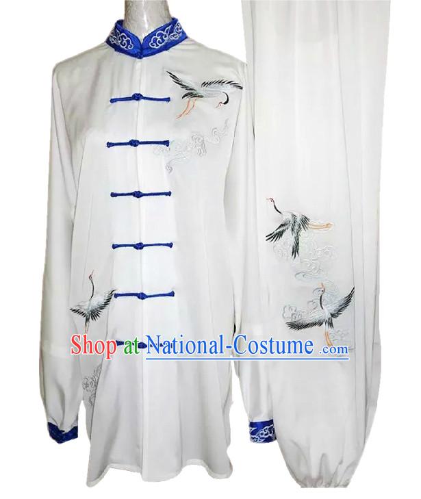 Top Crane Embroidery Kung Fu Martial Arts Taekwondo Karate Uniform Suppliers Clothing Dress Costumes Clothes for Men Women Adults Boys Girls Kids