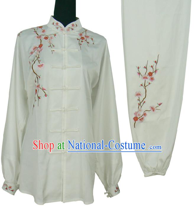 Top Plum Blossom Embroidery Kung Fu Martial Arts Taekwondo Karate Uniform Suppliers Clothing Dress Costumes Clothes for Men Women Adults Boys Girls Kids