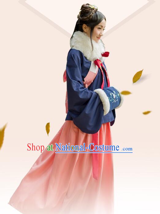 Chinese Ming Dynasty Princess Dress Clothing and Hair Jewelry Complete Set for Women and Girls