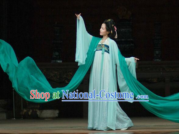 Chinese Tang Dynasty Princess Dress Clothing and Hair Jewelry Complete Set for Women and Girls