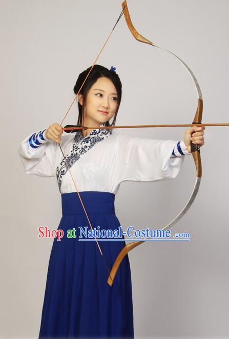 Chinese Han Dynasty Princess Dress Clothing and Hair Jewelry Complete Set for Women and Girls