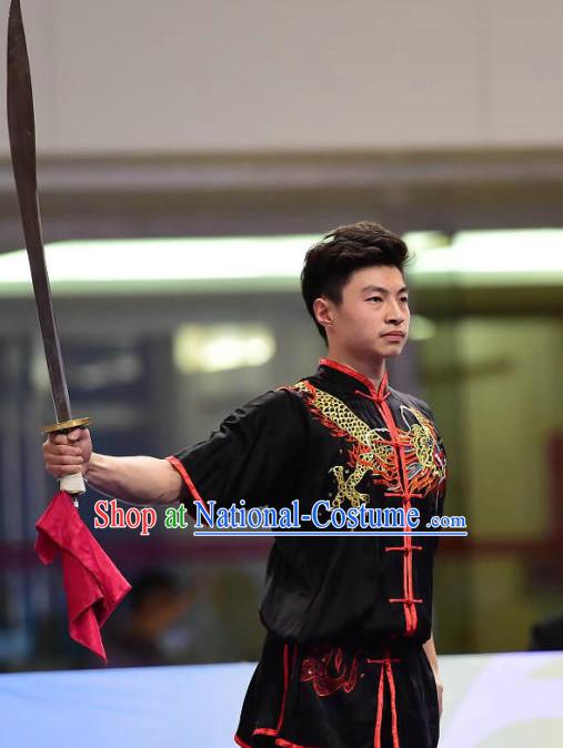 Tai Chi Sword Competition Outfit Taiji Swords Contest Jacket Pants Supplies Custom Kung Fu Costume Martial Arts Clothing for Men Women Kids Boys Girls