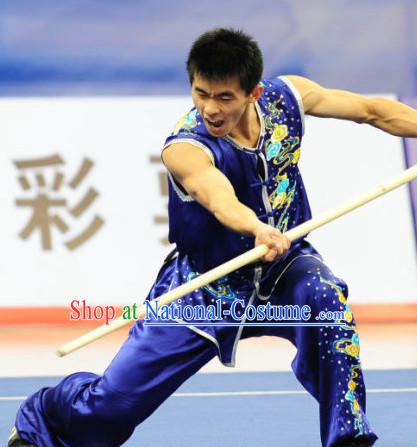 Top Wushu Long Pole Competition Suits Southern Fist Tourament Qigong Kung Fu Training Karate Clothes Shaolin Outfit Martial Arts Uniform for Men Women Girls Boys Kids Adults