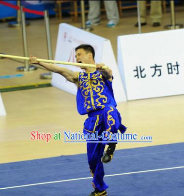 Top Wushu Long Pole Competition Suits Southern Fist Tourament Qigong Kung Fu Training Karate Clothes Shaolin Outfit Martial Arts Uniform for Men Women Girls Boys Kids Adults