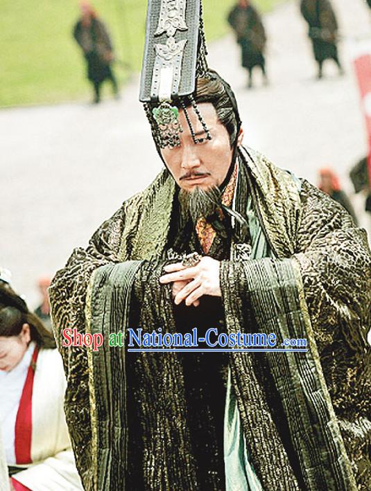 Ancient Chinese Han Dynasty Emperor Clothing and Crown Complete Set for Men