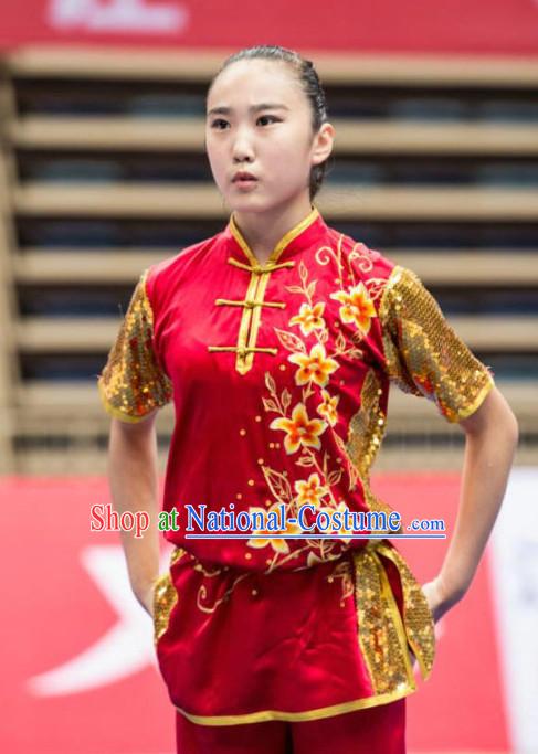 Top Wushu Long Fist Competition Suits Changquan Tourament Qigong Kung Fu Training Clothes Shaolin Outfit Martial Arts Uniform for Men Women Girls Boys Kids Adults