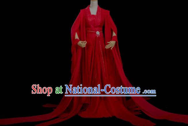 Chinese Costume Ancient China Dress Classic Garment Suits Queen Cosplay Clothes Clothing and Hair Jewelry Complete Set for Women