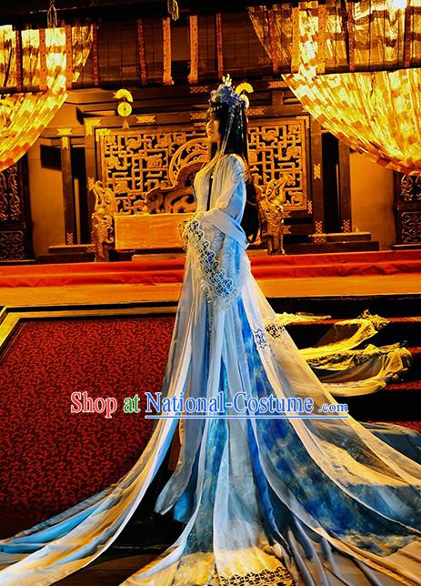 Chinese Costume Ancient China Dress Classic Garment Suits Queen Cosplay Clothes Clothing and Hair Jewelry Complete Set for Women