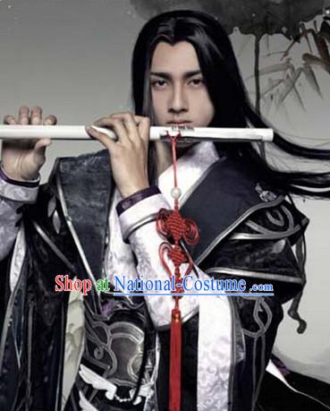 Ancient Chinese Classic Ancient Asian Korean Japanese Black Long Wigs for Men