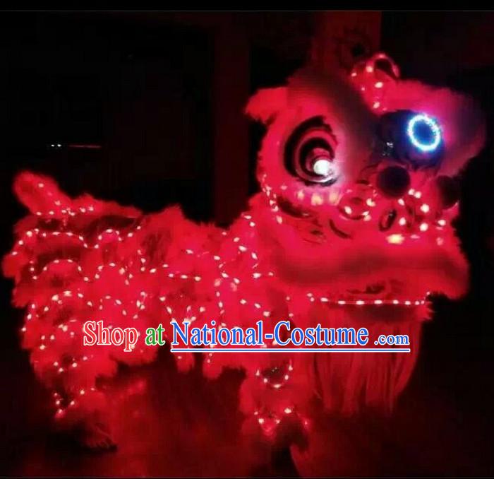 Red Top Supreme LED Lights Lion Dance Costumes Complete Set