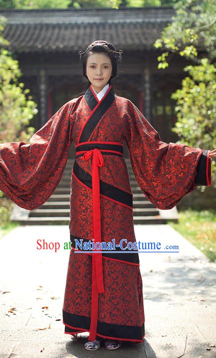 Chinese Classic Dance Costume Ancient Chinese Costumes Japanese Korean Asian Fashion Han Dynasty Princess Han Fu Suits Outfits Garment Dress Clothes and Hair Jewelry for Women