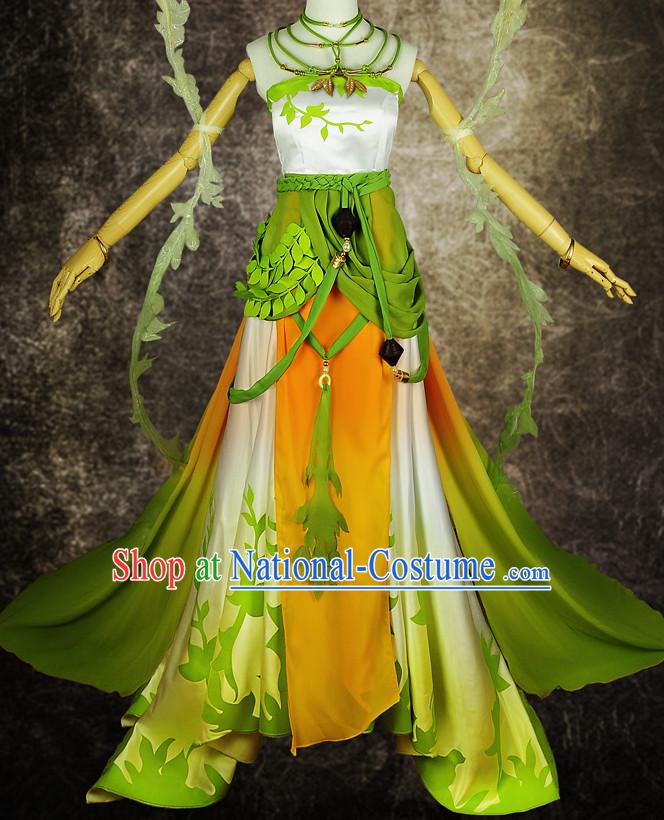 Chinese Princess Costume Ancient Chinese Costumes Japanese Korean Asian Fashion Cosplay Suits Outfits Garment Dress Clothes and Hair Jewelry for Women