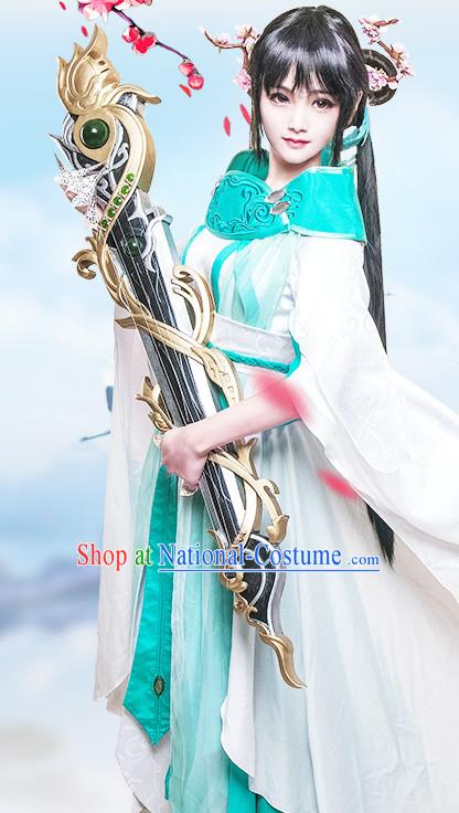 Chinese Princess Costume Ancient Chinese Costumes Japanese Korean Asian Fashion Cosplay Suits Outfits Garment Dress Clothes and Hair Jewelry for Women