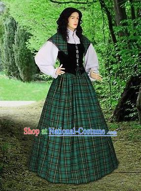 Traditional Medieval Costume Renaissance Costumes Historic Female Scotland s Clothing Complete Set for Women