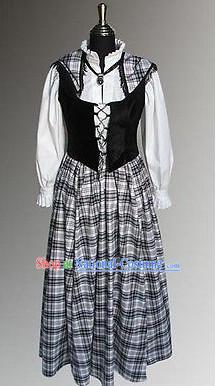 Traditional Medieval Costume Renaissance Costumes Historic Female Scottish Clothing Complete Set for Women