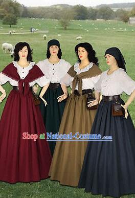 Traditional British National Costume Medieval Costume Renaissance Costumes Historic Dresses Complete Set for Women