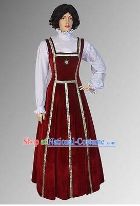 Traditional British National Costume Medieval Costume Renaissance Costumes Historic Dresses Complete Set for Women