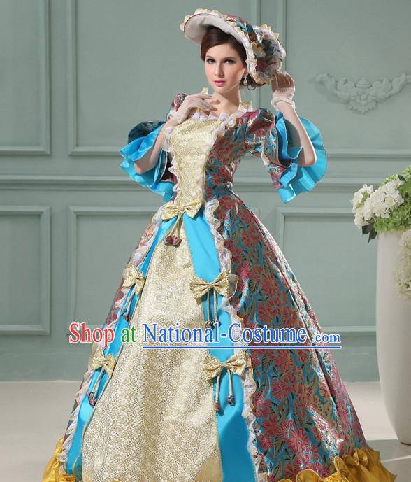 Traditional European English Royal Court Female Clothing Uniform British England s National Costumes Complete Set for Women and Girls