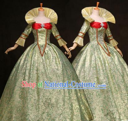 Traditional European English Buckingham Palace Princess Queen Clothing British National Costumes and Headwear Complete Set for Women and Girls