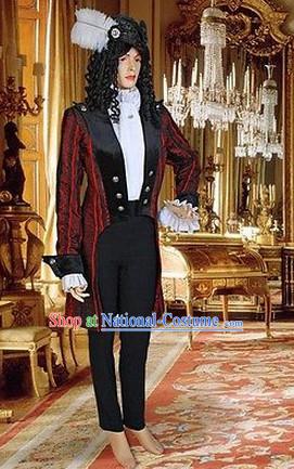 Ancient Baroque Period Clothing Suit Historic Costume Swallow-tailed Coat Complete Set for Men